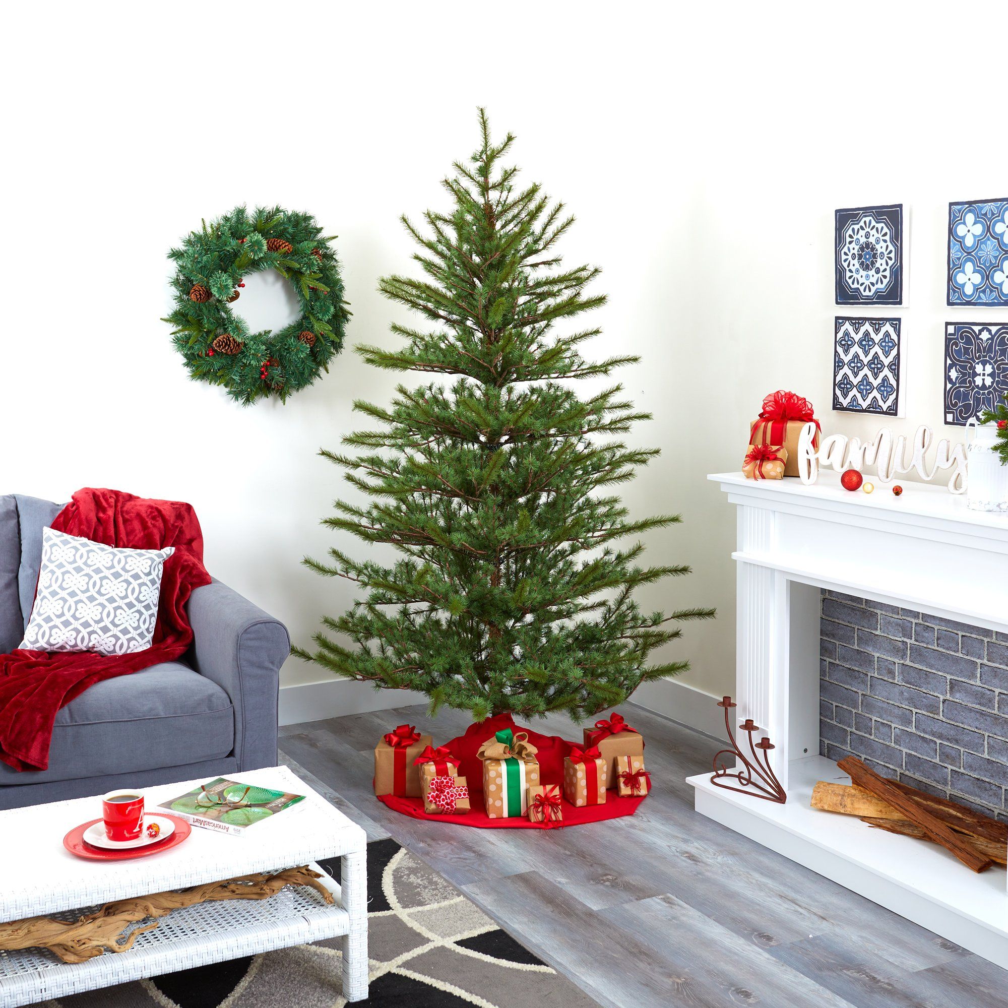 7' Vancouver Mountain Pine Artificial Christmas Tree with 374