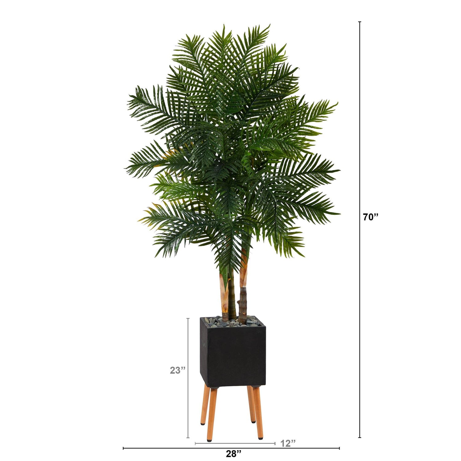 70” Areca Palm Artificial Tree in Black Planter with Stand