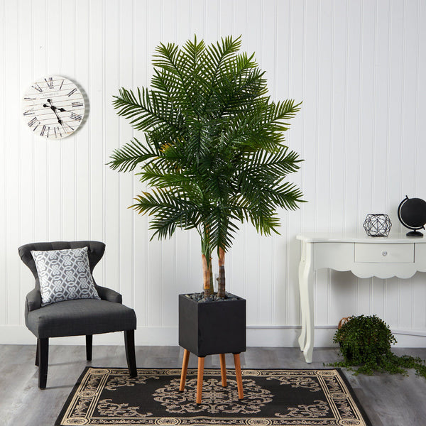 70” Areca Palm Artificial Tree in Black Planter with Stand