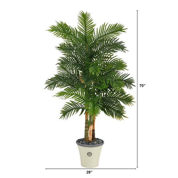 70” Areca Palm Artificial Tree in Decorative Planter (Real Touch)