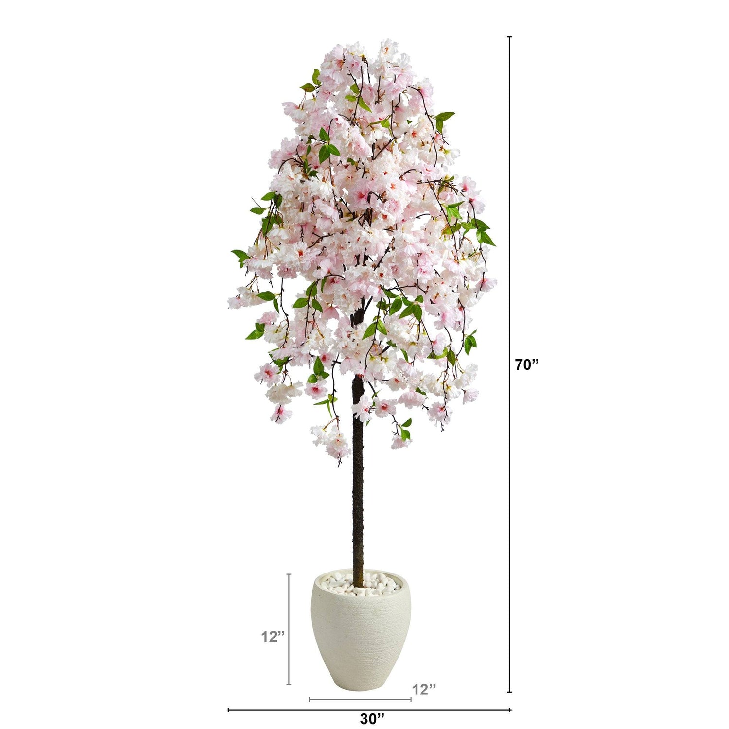 70” Cherry Blossom Artificial Tree in White Planter