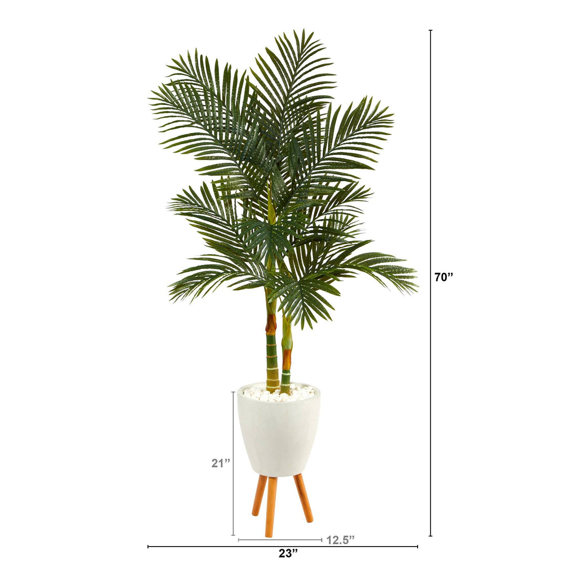 palm plant stand Nearly Natural 70in. Golden Cane Artificial Palm Tree in White Planter with Stand