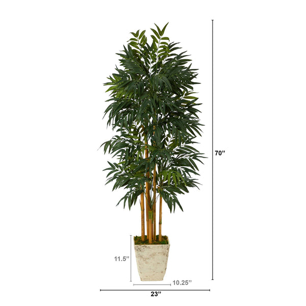 70” Phoenix Palm Artificial tree in Country White Planter