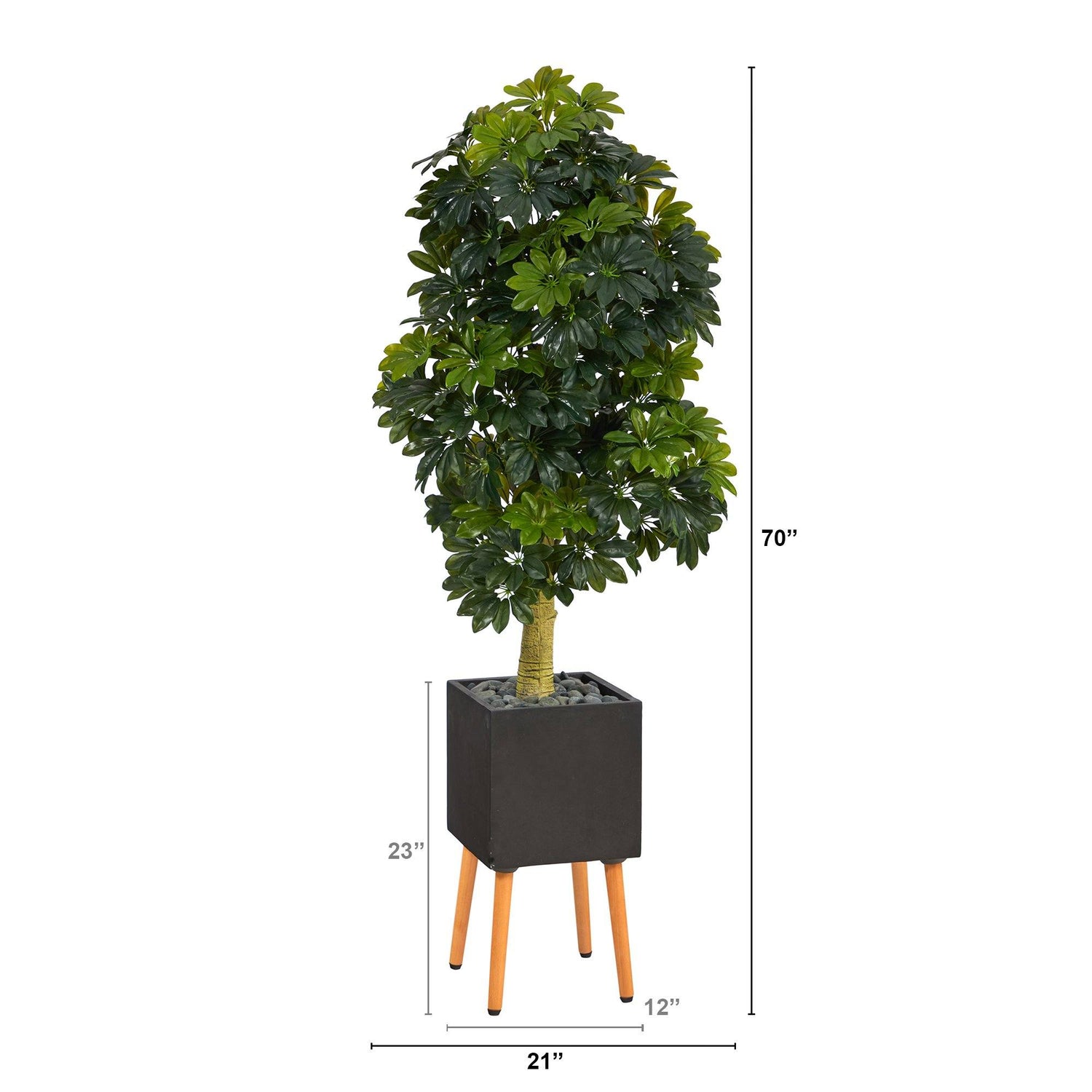 70” Schefflera Artificial Tree in Black Planter with Stand (Real Touch)