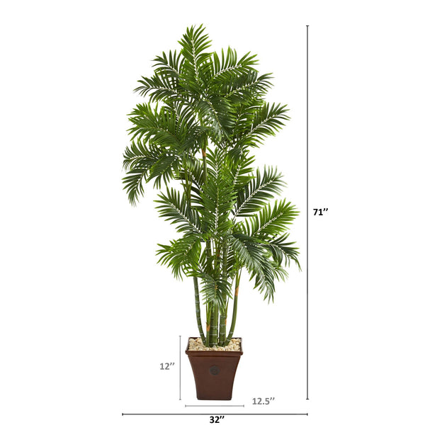 71” Areca Palm Artificial Tree in Brown Planter