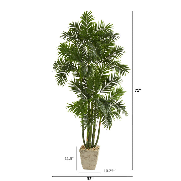 71” Areca Palm Artificial Tree in Country White Planter