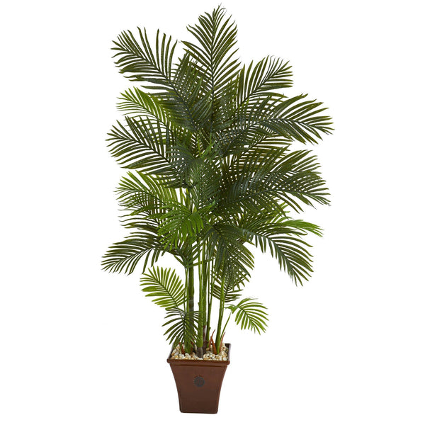 74” Areca Palm Artificial Tree in Brown Planter