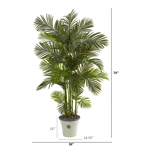 74” Areca Palm Artificial Tree in Decorative Planter