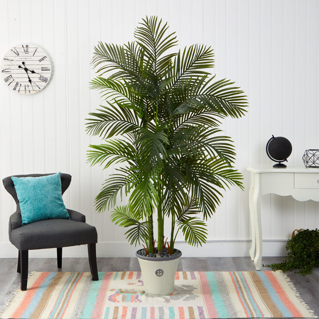 areca palm wall 74” Areca Palm Artificial Tree in Decorative Planter