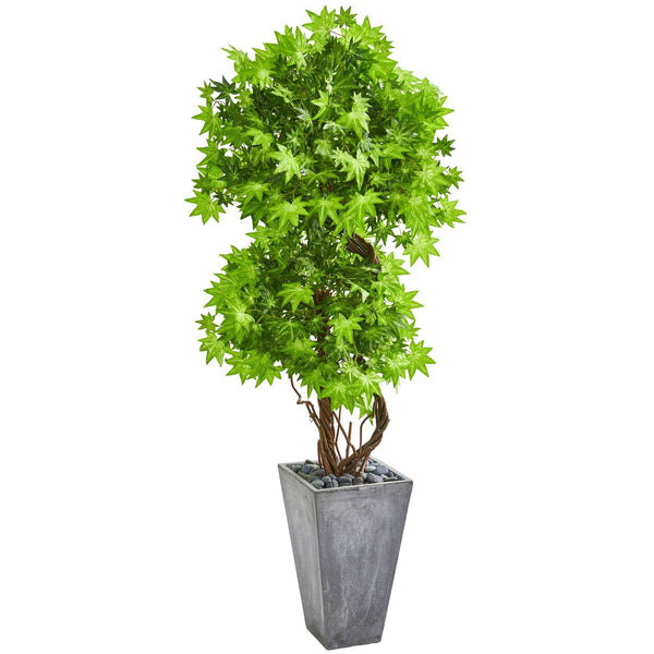 74” Maple Artificial Tree in Cement Planter