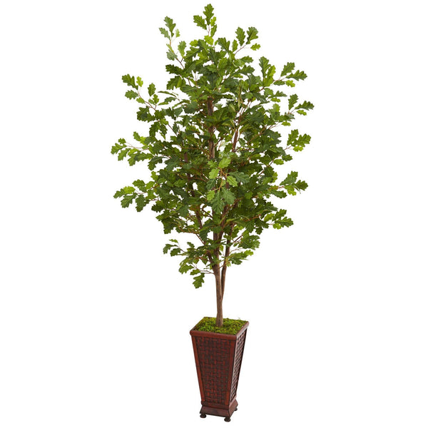 74” Oak Artificial Tree in Decorative Planter