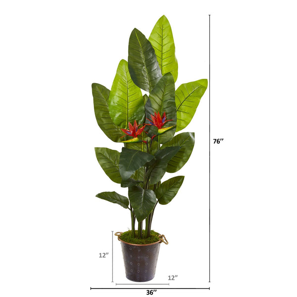 75” Bird of Paradise Artificial Plant in Planter (Real Touch)