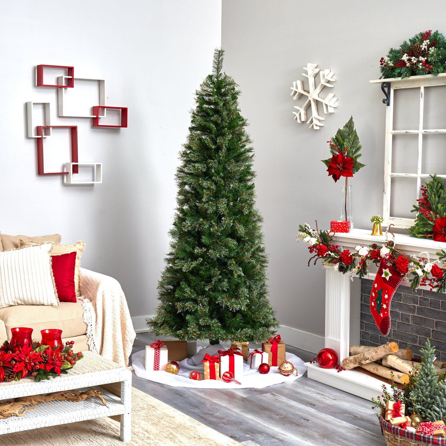 7.5’ Cashmere Slim Christmas Tree w/Clear Lights