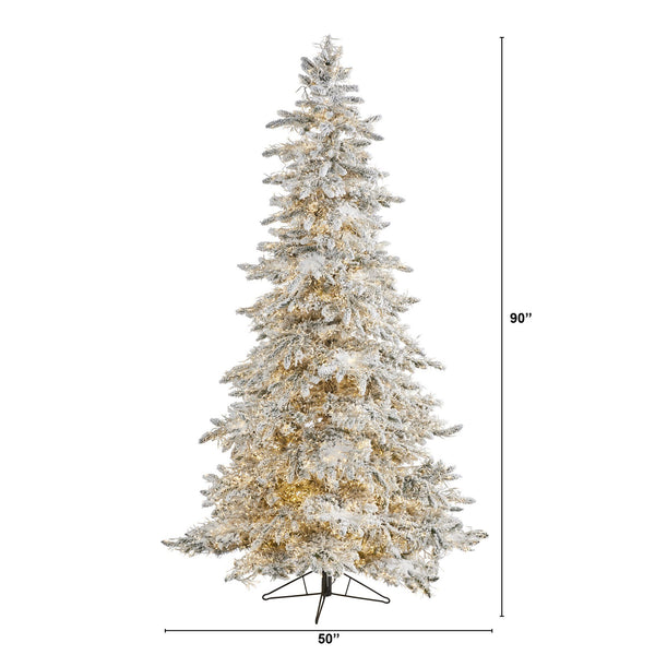 7.5' Flocked Grand Northern Rocky Fir Artificial Christmas Tree with ...