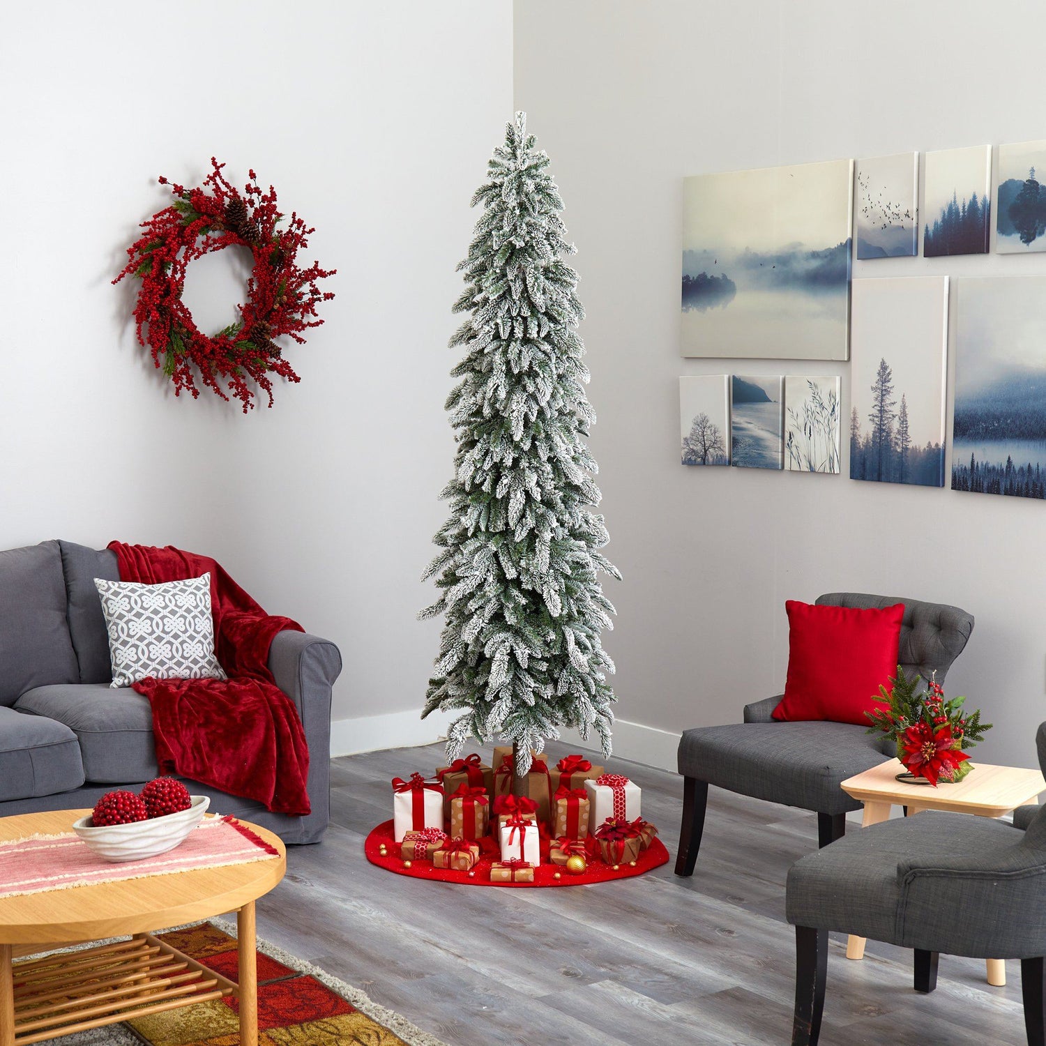 7.5’ Flocked Washington Alpine Artificial Christmas Tree