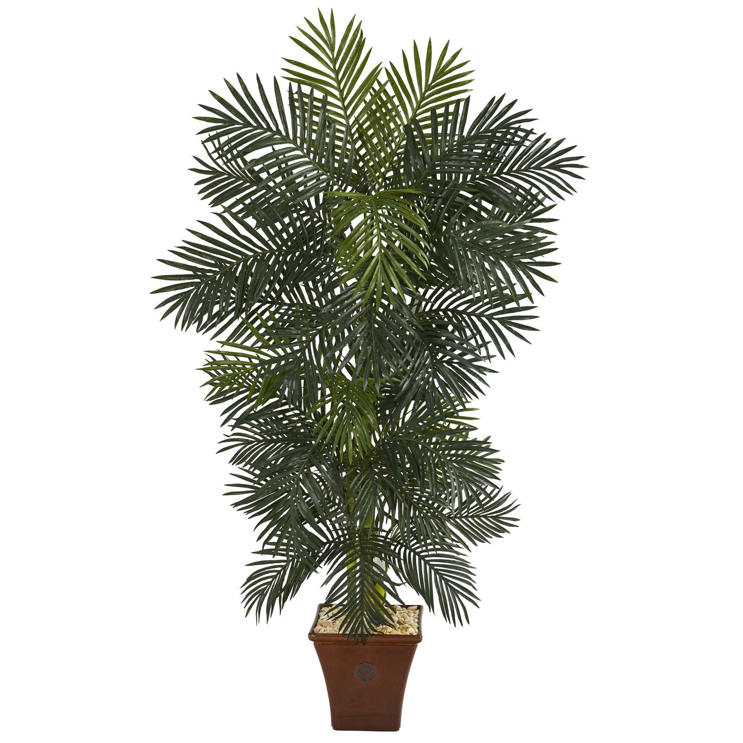 75” Golden Cane Artificial Palm Tree in Brown Planter