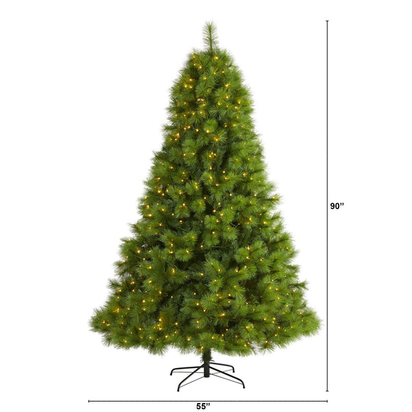 7.5’ Green Scotch Pine Artificial Christmas Tree with 550 Clear LED Lights