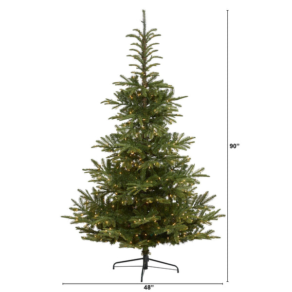 7.5’ Layered Washington Spruce Artificial Christmas Tree with 550 Clear LED Lights and 1325 Bendable Branches