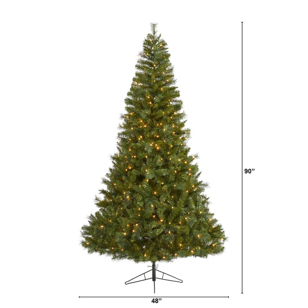 7.5' Mount Hood Spruce Artificial Christmas Tree with 450 Warm White Lights and 1285 Bendable Branches