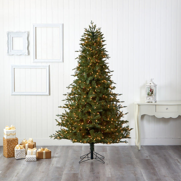 7.5' New Hampshire Spruce Artificial Christmas Tree with 650 Warm White Lights and 1462 Bendable Branches