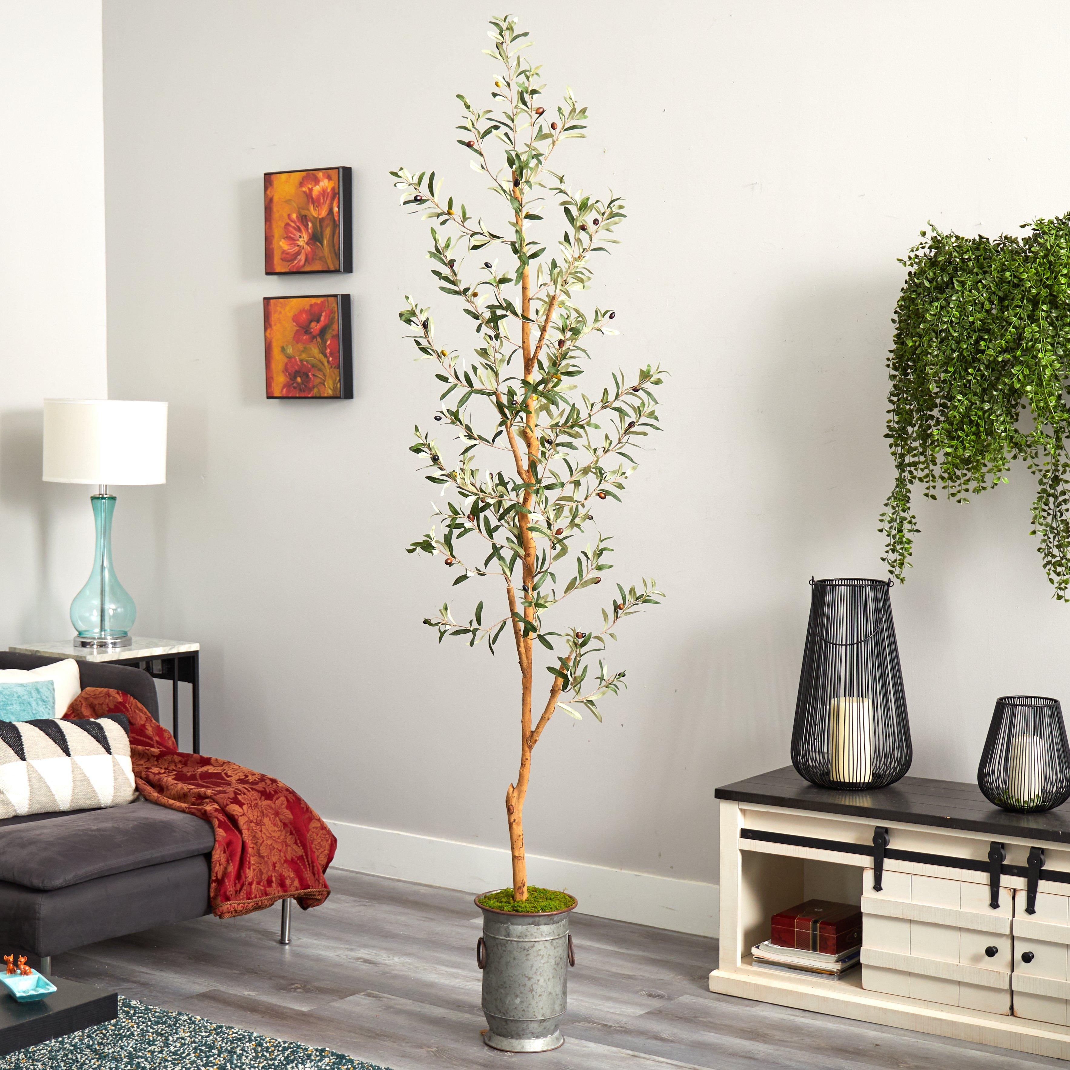 7.5' Olive Artificial Tree in Decorative Planter | Nearly Natural