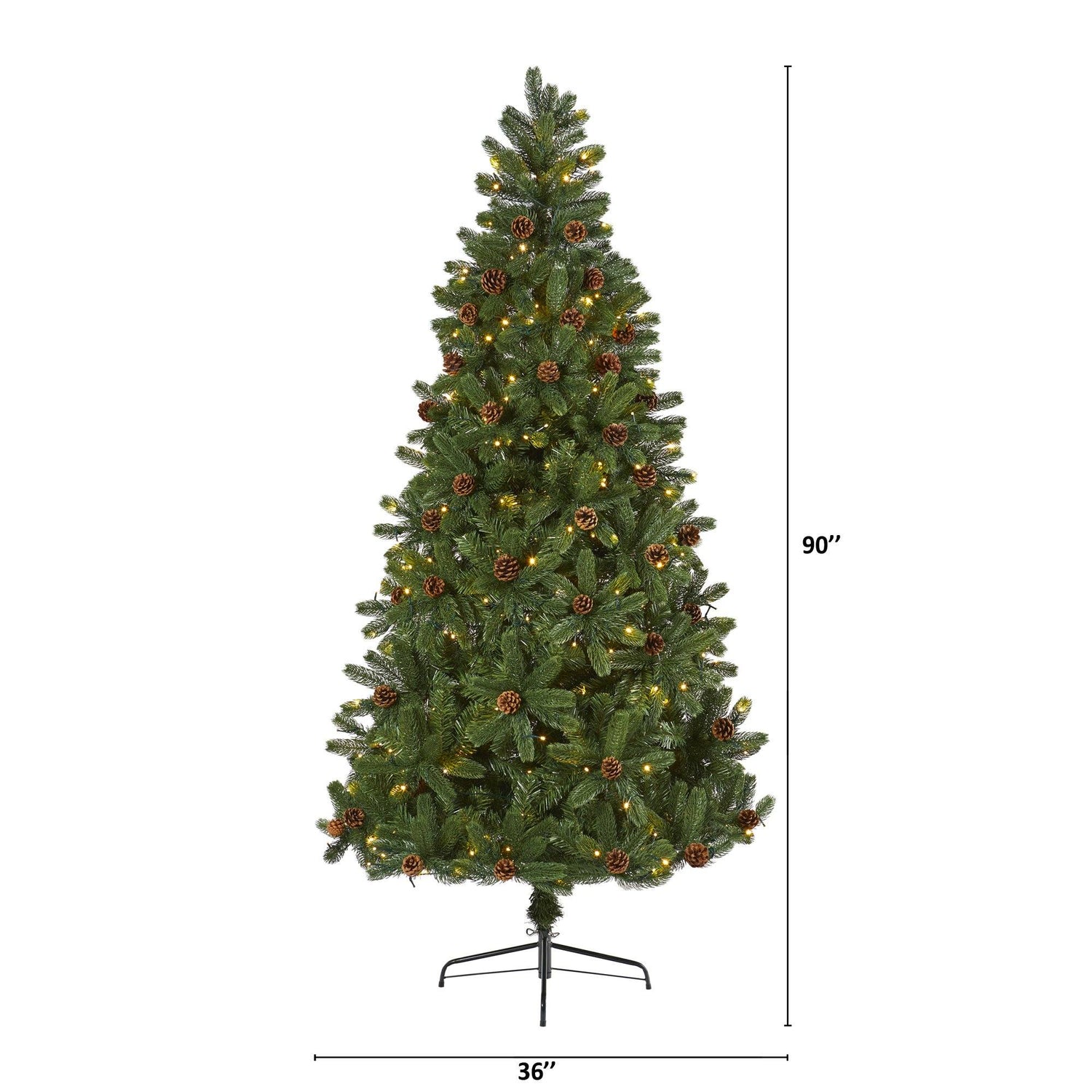 7.5' Rocky Mountain Spruce Artificial Christmas Tree with Pinecones and 400 Clear LED Lights
