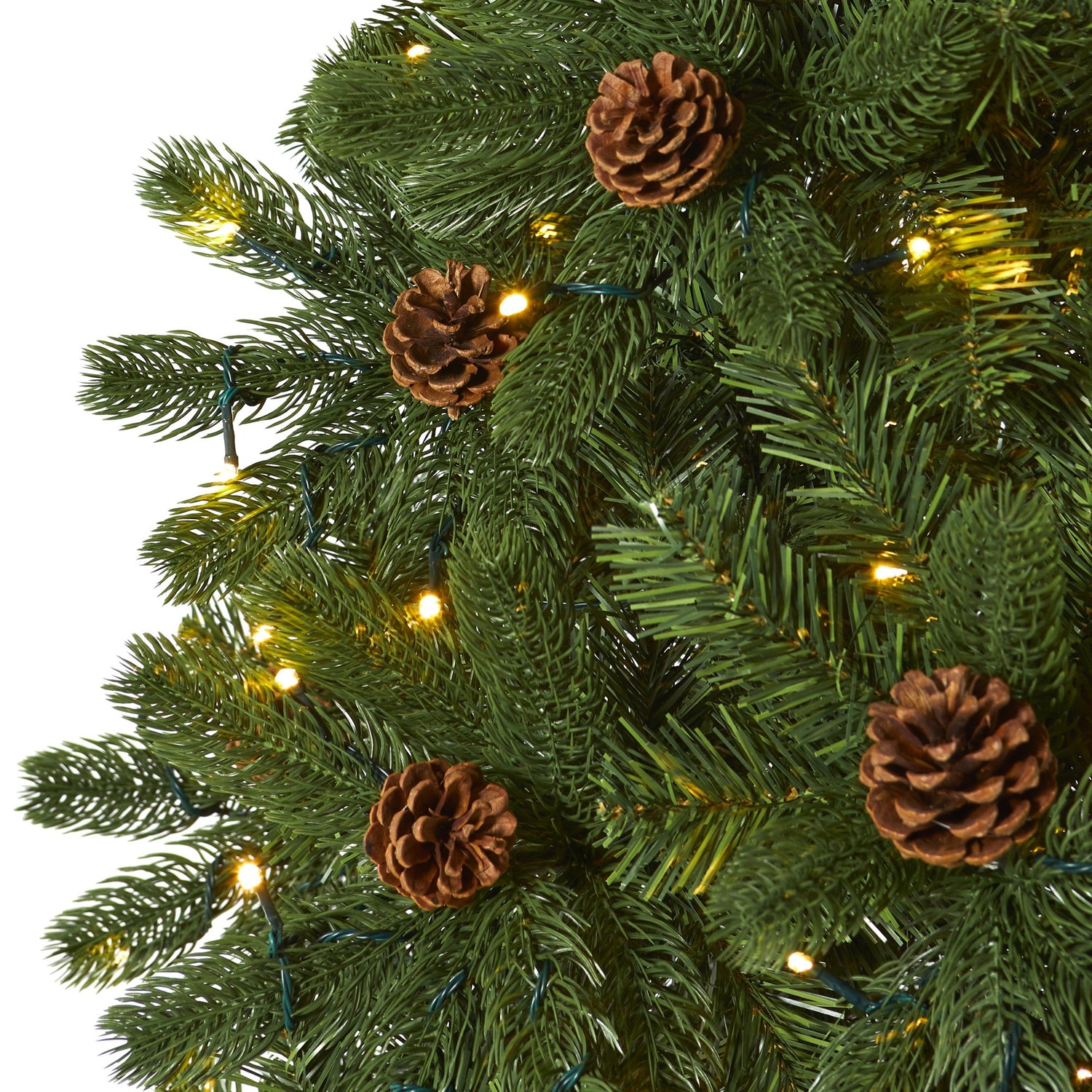 7.5' Rocky Mountain Spruce Artificial Christmas Tree with Pinecones and 400 Clear LED Lights