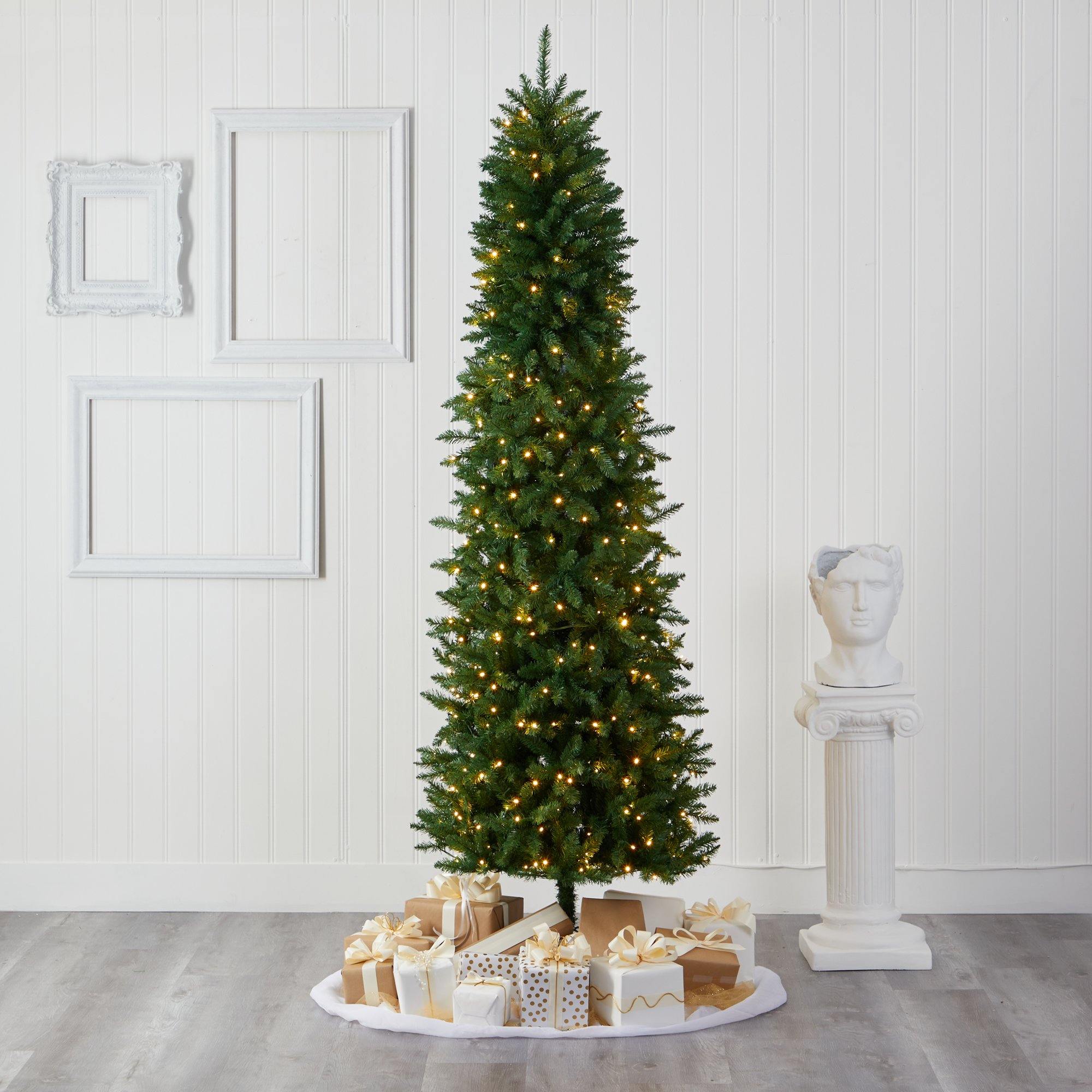 7.5' Slim Green Mountain Pine Artificial Christmas Tree with 350