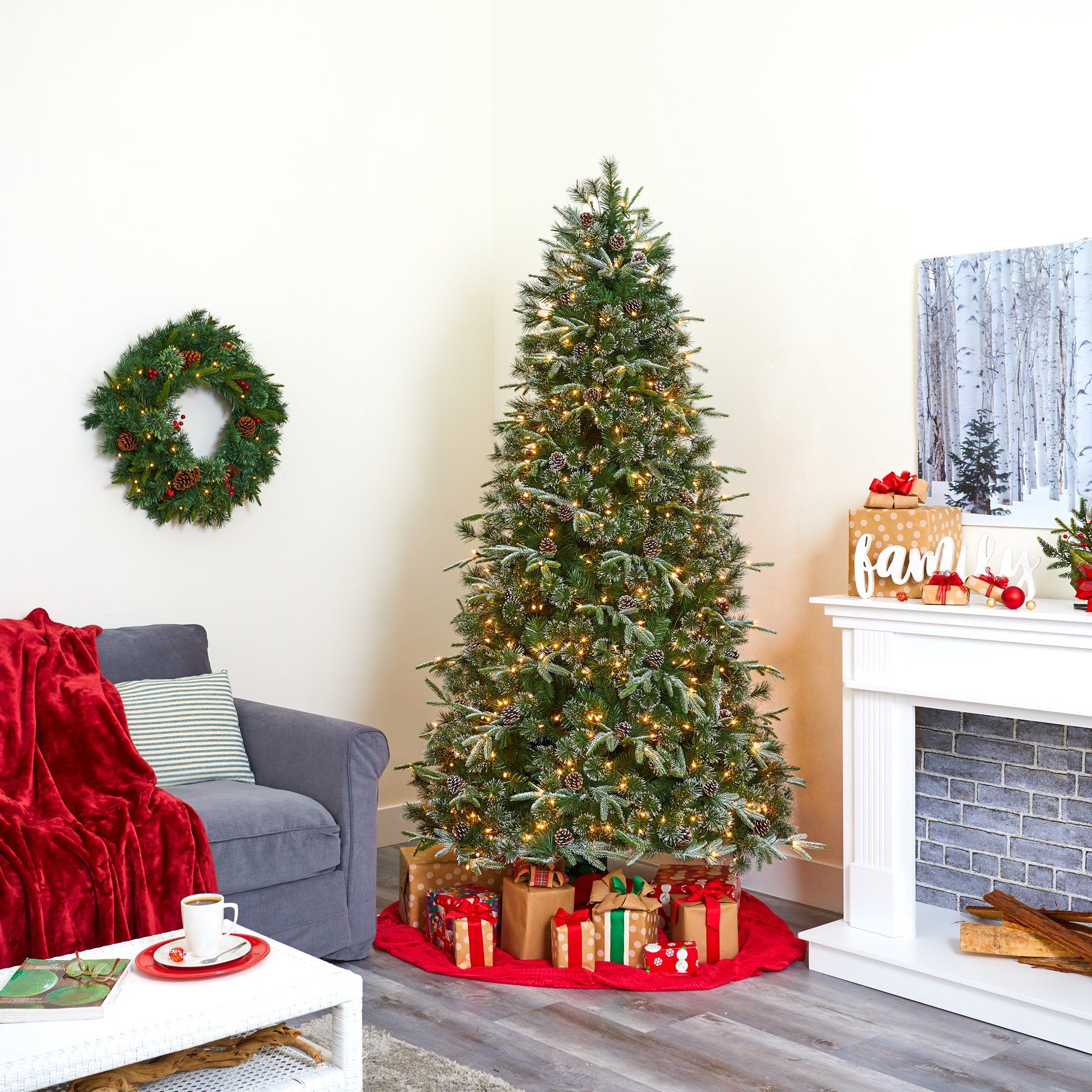 7.5' Snowed Tipped Clermont Mixed Pine Artificial Christmas Tree