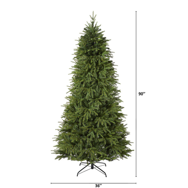 7.5’ Vancouver Fir “Natural Look” Artificial Christmas Tree with 600 Clear LED Lights and 2942 Bendable Branches