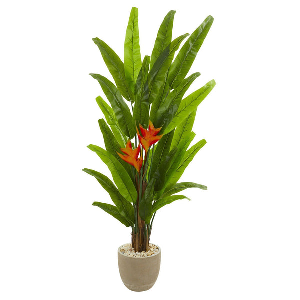 76” Heliconia Artificial Plant in Sand Stone Finish Planter