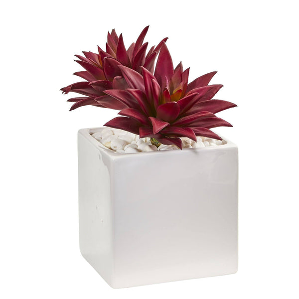 8" Agave & Spiky Succulent Artificial Plant in Vase (Set of 2)"