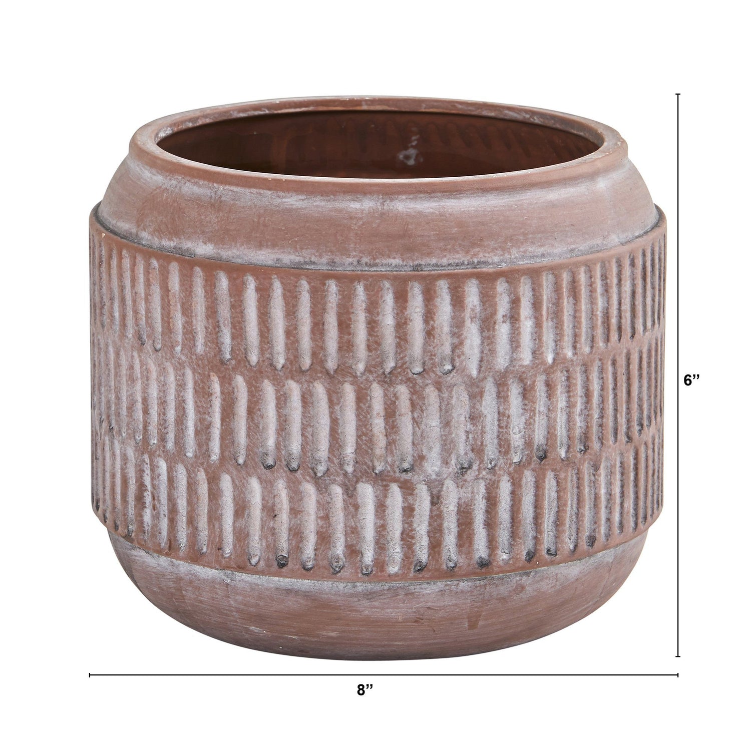 8” Boho Chic Ceramic Embossed Planter