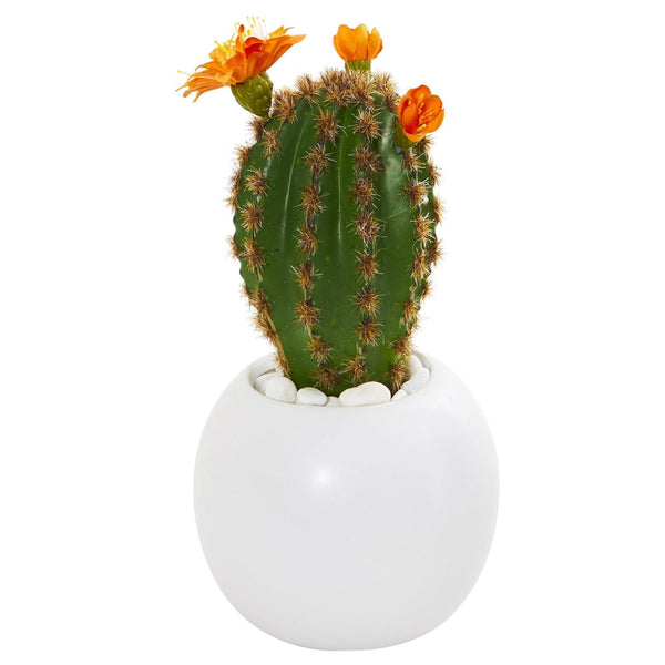 8” Cactus Succulent Artificial Plant in White Planter (Set of 3)