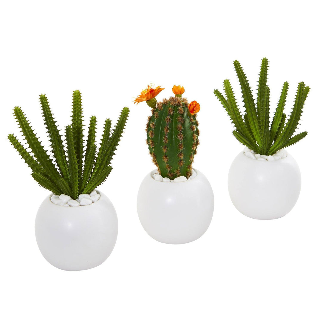 white succulent planter 8” Cactus Succulent Artificial Plant in White Planter (Set of 3)