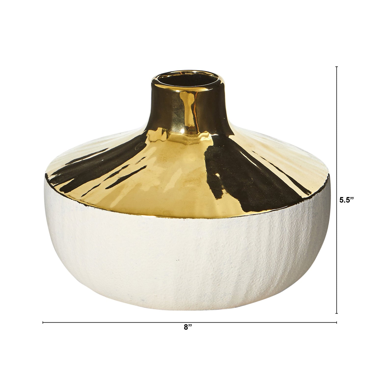 8” Elegance Ceramic Decorative Vase with Gold Accents