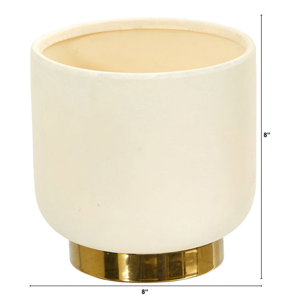 8” Elegance Ceramic Planter with Gold Accents