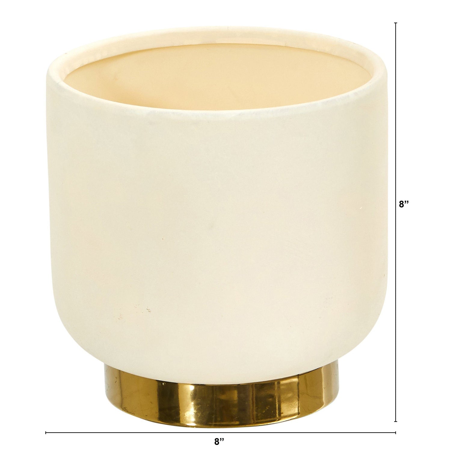 8” Elegance Ceramic Planter with Gold Accents