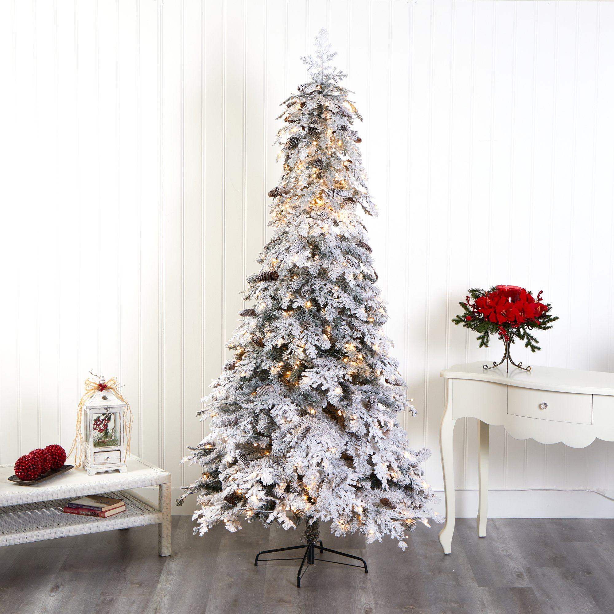 Flocked christmas sales trees for sale