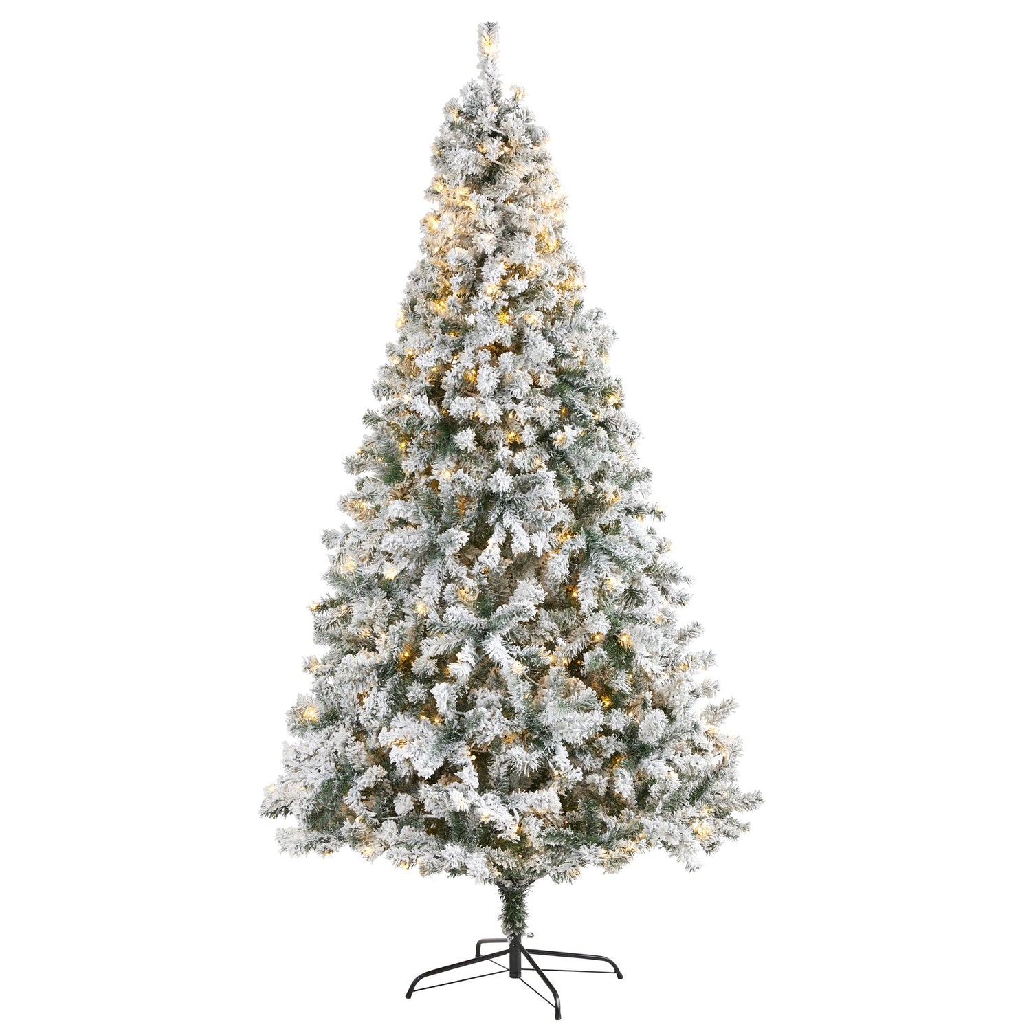 8' Flocked Rock Springs Spruce Artificial Christmas Tree with 500 Clear LED Lights and 1186 Bendbable Branches