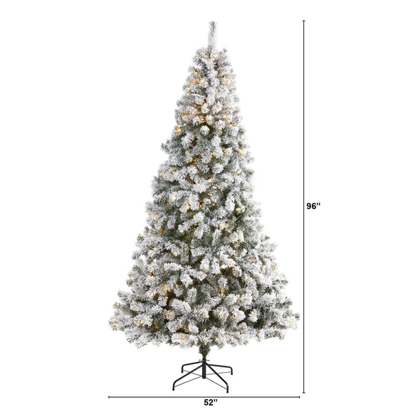 8' Flocked West Virginia Fir Artificial Christmas Tree with 500 Clear ...