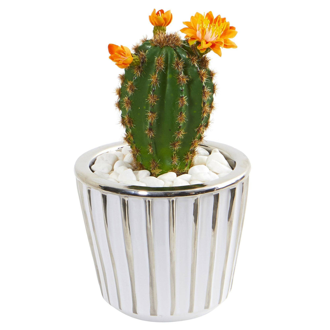 flowering cactus house plant 8” Flowering Cactus Artificial Plant in Decorative Planter (Set of 2)