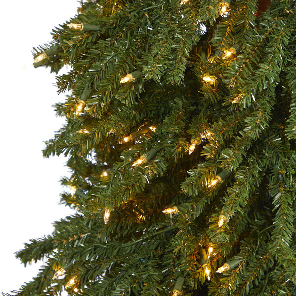8’ Grand Alpine Artificial Christmas Tree with 500 Clear Lights and 1051 Branches on Natural Trunk