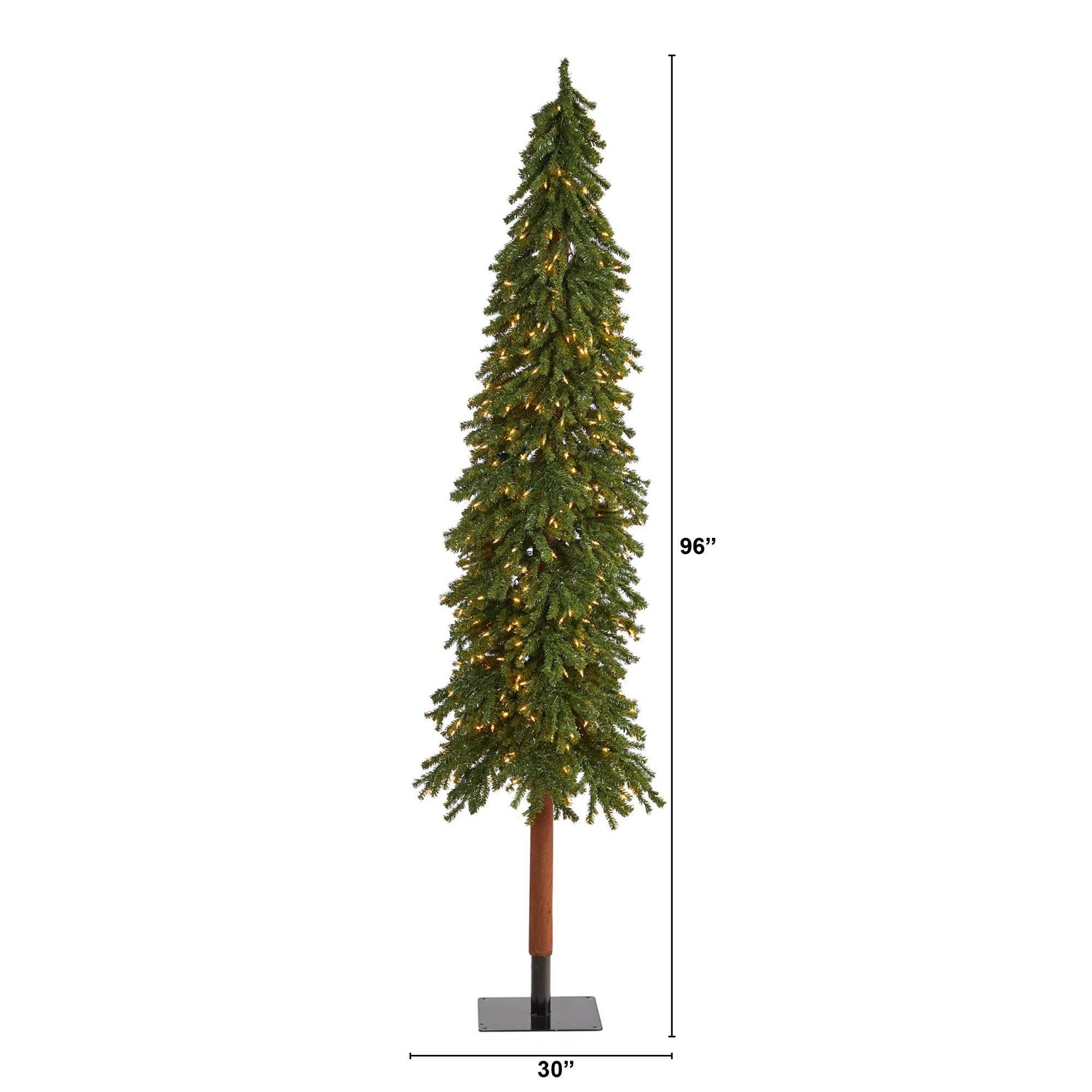8’ Grand Alpine Artificial Christmas Tree with 500 Clear Lights and 1051 Branches on Natural Trunk