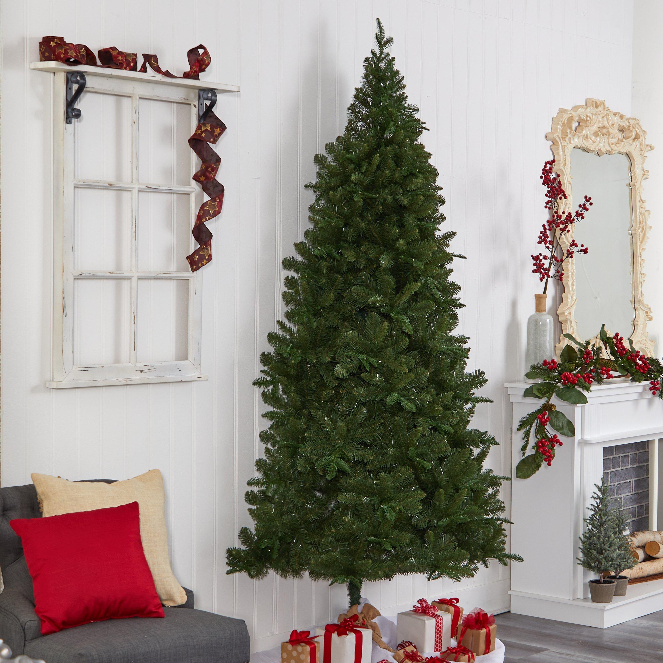 8' Grand Teton Spruce Flat Back Tree with 280 Warm White LED