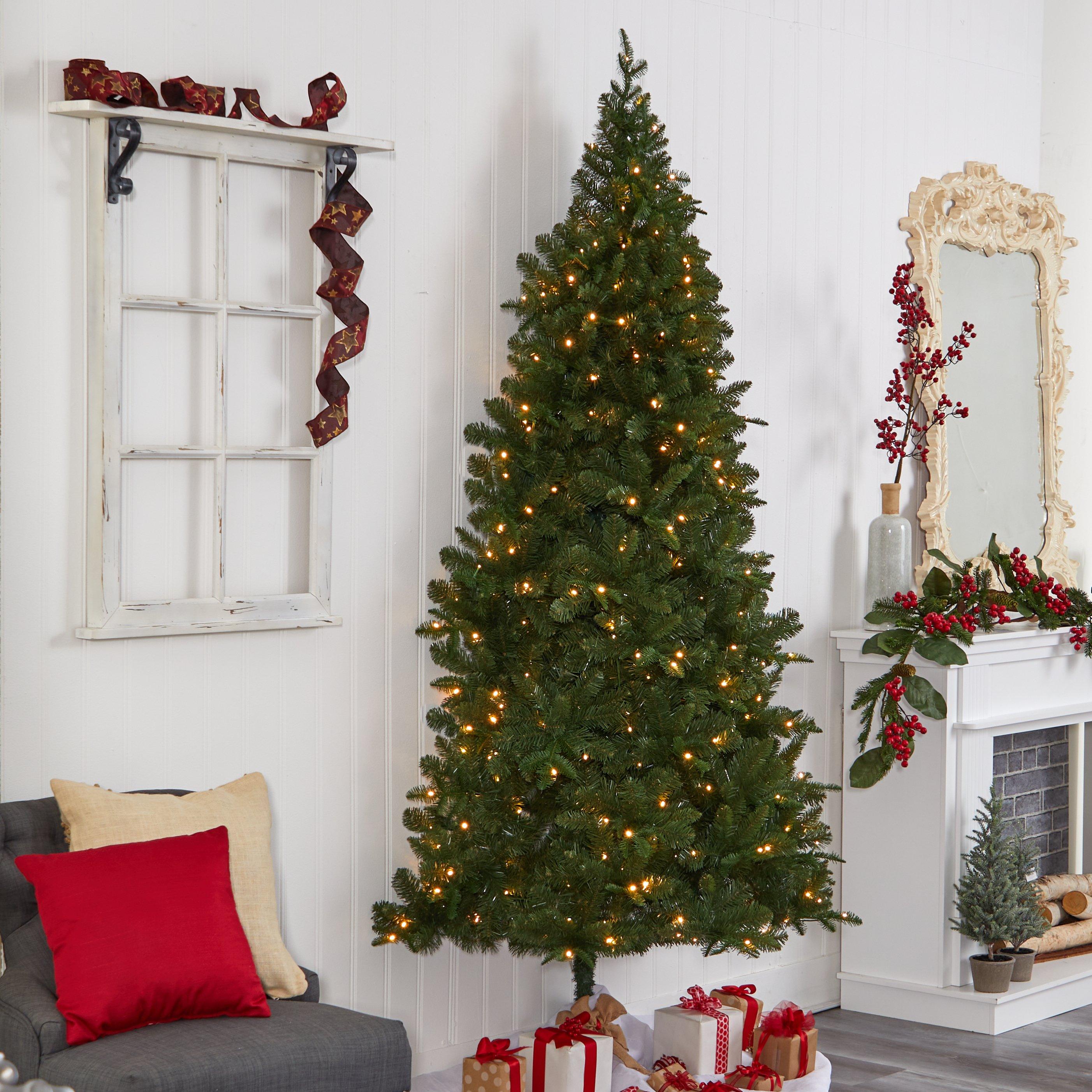 8' Grand Teton Spruce Flat Back Tree with 280 Warm White LED