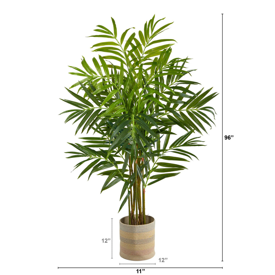 king palms plants Nearly Natural 8ft. King Palm Artificial Tree in Handmade Natural Cotton Multicolored Woven Planter