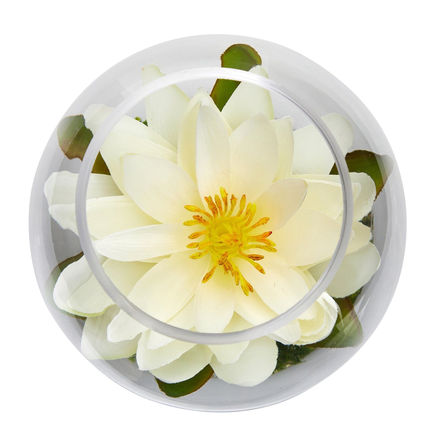 8” Lotus Artificial Arrangement in Glass Vase