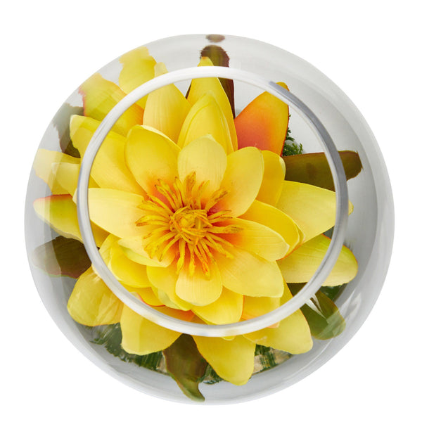 8” Lotus Artificial Arrangement in Glass Vase