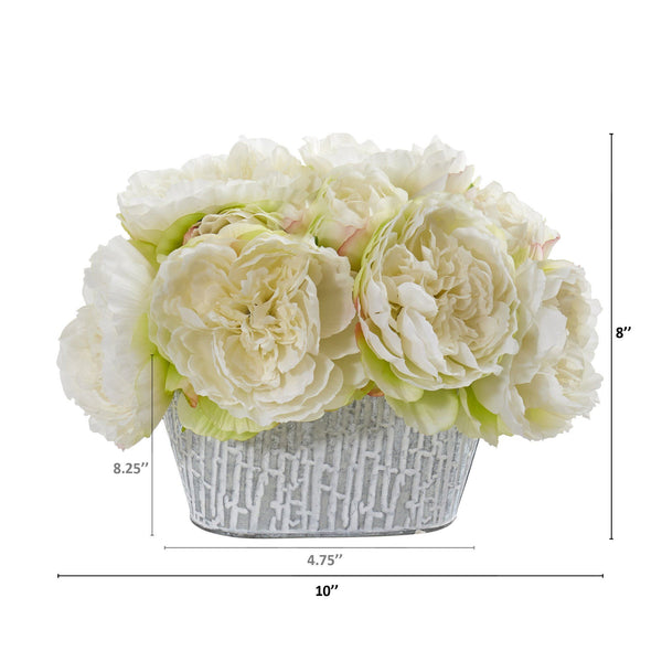 8” Peony Artificial Arrangement in Decorative Vase